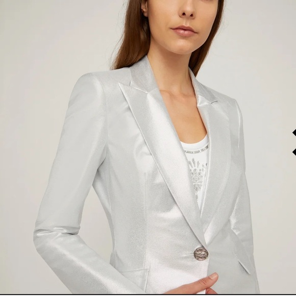 NWT Genny metallic effect Silver blazer size 4 - Picture 1 of 9